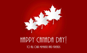 Happy-Canada-Day text with maples leaves