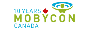 Company logo of Mobycon showing 10 years in Canada.