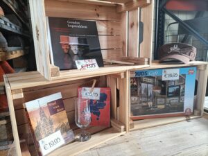 Some beer-related products for sale at the brewery.