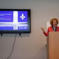 IMG_7650 Presentation from Hélène Drainville, Délégation générale du Québec à Bruxelles.